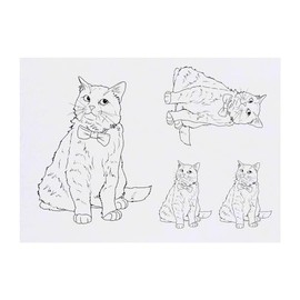 4 x 'Fancy Bow Tie Cat' Temporary Tattoos - Water Resistant, Skin-Safe, Non-Toxic Transfers, Mixed Sizes (TO00072068)