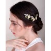 Chargances 3pcs Flower Wedding Hair Pins Green Leaf Crystal Bridal