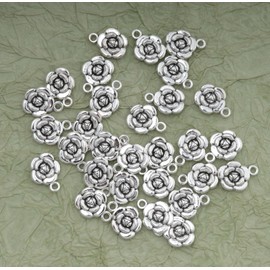 Ruwado 30 Pcs Rose Charms Vintage 1.6 X 1.2 X 0.4 CM Chic Flower Pendants for DIY Jewelry Making Kits Necklace Bracelets Earring Keychain Accessories (Antique Silver)