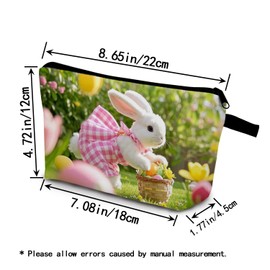 YULUENZE Cute Bunny Makeup Bag Toiletry Organizer Zipper Pouch Cute Bunny Small Cosmetic Bag Easter Present for Women Friends