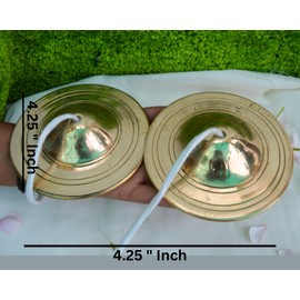 Brass Manjira Instrument Finger cymbal or Hand Cymbals Metal Clapper | METAL MANJEERA PERCUSSION KIRTAN POOJA | Tibetan Tingsha Manjeera Clash Traditional for Indian Music & Tibetan Prayer 4.25"inch