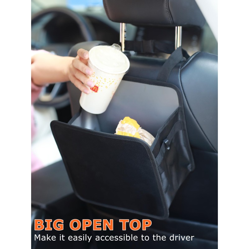 Ginsco 2 Gallons Open-Top Car Trash Can, Hanging Leakproof Car