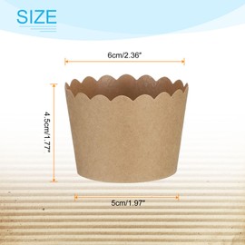 sourcing map 100Pcs Paper Baking Cups Small Brown Kraft Paper Muffins Liner Cupcake Greaseproof Disposable Bulk Wrappers for Wedding Birthday Graduation