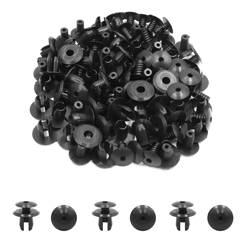 sourcing map 50Pcs 10mm Black Plastic Rivets Clips Bumper Fender