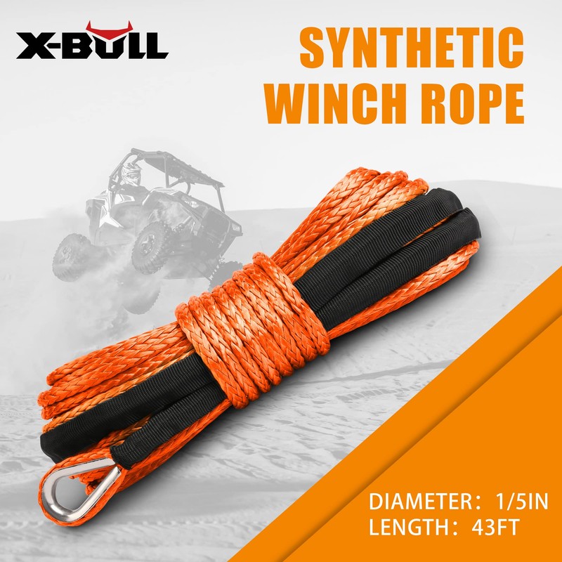Xbull 5.5MM x 13M Synthetic Winch Rope with Hook Electric