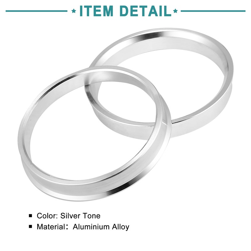 ACROPIX 66.6 to 60.1mm Hub Centric Rings Silver Tone -