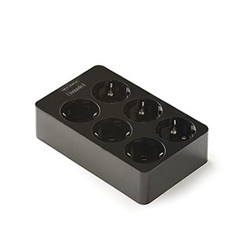 FAMATEL Connection strip 6 connectors, square structure, wireless, up to 3680 W, 16 A, 250 V, child lock, alignment sockets 45°, prevents hidden consumption, black