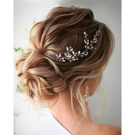 Cubahop Bride Wedding Hair Vines Bridal Crystal Headband Rhinestone Headpieces Hair Accessories for Women and Girls (Rose Gold)