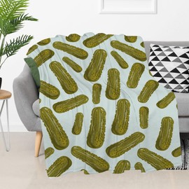 SKT T1 Pickle Blanket Pickles Salty Pickled Cucumbers Food Green Throw Blankets, Funny Pickle Gifts for Pickle Lovers Women Kids, Soft Flannel Plush Fleece Bed Blanket for All Season 50"x40"