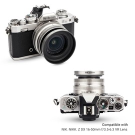 JJC 46MM Screw-in Lens Hood for Nikon NIKKOR Z DX 16-50mm f/3.5-6.3 VR Lens on Z50 - Replaces Nikon HN-40 Lens Hood - Silver