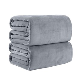 Pagnanno. Flannel Fleece Mink Throw Pack of 2 - Sofa/Bedspread/travel Blankets –Super Soft, light-weighted, Warm, Cosy Large Size – Many colours (Grey, Double 150x200cm (2 Pack))
