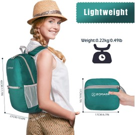 Mochila de senderismo ligera 20L ZOMAKE Ultra Lightweight – Packable y resistente al agua