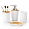 Set 4 Baño Dispensador, Jabonera, Porta Cepillos, Vaso Blanco