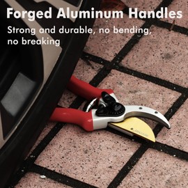 RESTMO Heavy Duty Pruning Shears, Premium Garden Clippers with Forged Aluminum Handles & Titanium-Coated Blade, Trimming Scissors for Houseplant Accessories & Garden Tools, Red