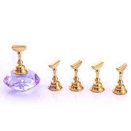 Soporte de exhibición de Arte de uñas, Soporte de exhibición de Arte de uñas magnético Puntas de uñas Soporte de Tren de práctica Base de Cristal(Morado)