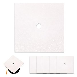 YENKEN 5-Pack White Glitter Cardstock Paper - 2025 Congrats Grad Crafts Card Paper for Graduation Caps DIY Decor | Scrapbook Supplies & Craft Projects (5 Sheets10x10 in)(CA/US, Alpha, Medium,White)