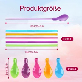 Diffaxy Pack of 20 Drinking Straws Spoons, Reusable Coloured Straw Spoons, 2-in-1, Removable, Latte Macchiato Spoon with Straw for Smoothies, Milkshakes, Coffee, Juice and Hot Drinks