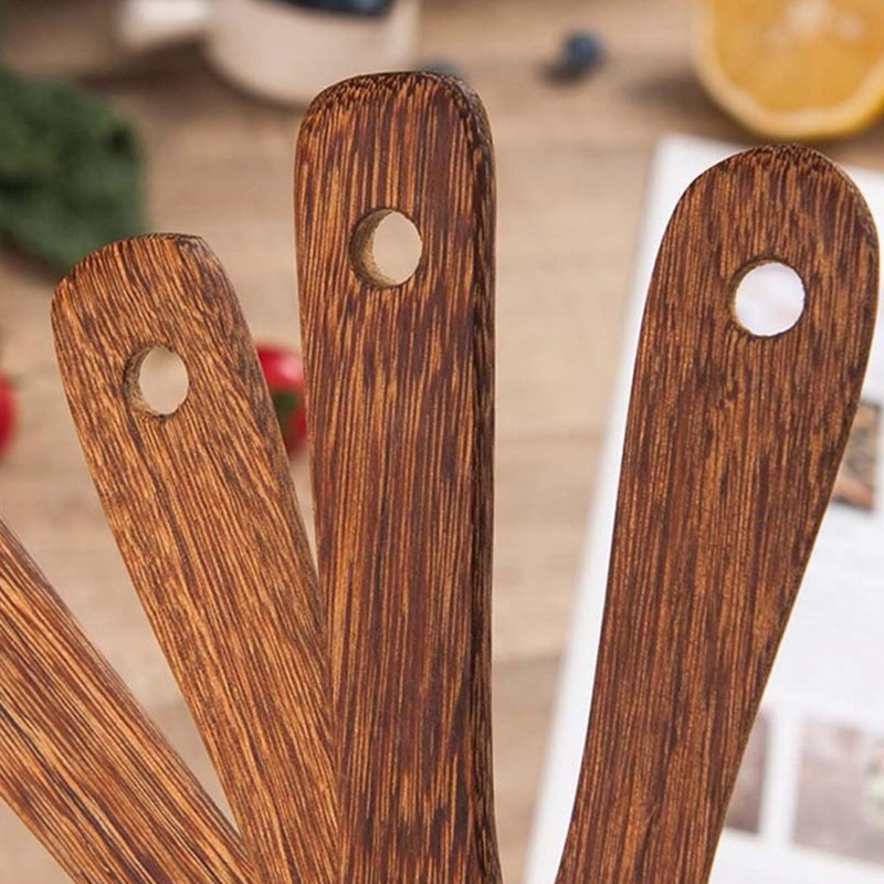 2 Pcs Wooden Rice Spoon Set Non Stick Rice Paddle