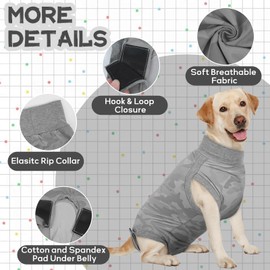 LeleTail Dog Recovery Suit for Surgery Female, Soft Breathable Dog Spay Surgery Recovery Suit for Male Neuter Dogs, Anti-Licking Pet Cone Alternative Pet Onesie Small Large Dogs Body Suits Gray M