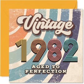 43rd Birthday Card for Men Women - Vintage 1982 Aged To Perfection - Happy 43 Birthday Cards for Sister Son Colleague Neighbour Wife Brother, 145mm Bday Greeting Cards