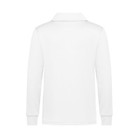 QBK Boys' Performance Polo Kids Collared Golf Shirts Long Sleeve School Uniform for 4T-16Y(White L)