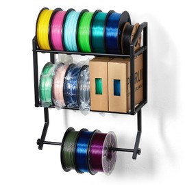 EnigmaSoul Filament Storage Rack Wall Mount, Rolling 3D Printer Spool Holder Bracket, 3-Tier Heavy-Duty Metal Shelf for TPU/PLA/ABS Filaments, Ideal for 3D Printing Business, Studio, Office, Workshop