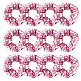 Jaciya 12-Pack Pink Hair Scrunchies Square Glitter Chunky Hair Ties for Women Girls - 80s 90s Fashion Disco Party Accessories