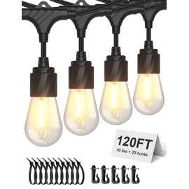 XMCOSY+ 120FT Outdoor String Lights Waterproof - LED Patio Hanging Lights for Outside Porch Backyard Gazebo Garden, Commercial Grade 42 Edison Bulbs