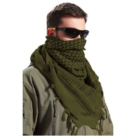 Gosfang Men's Afghan Stole Scarf, Cotton, Survival Game, Outdoor, Arab, Military, green