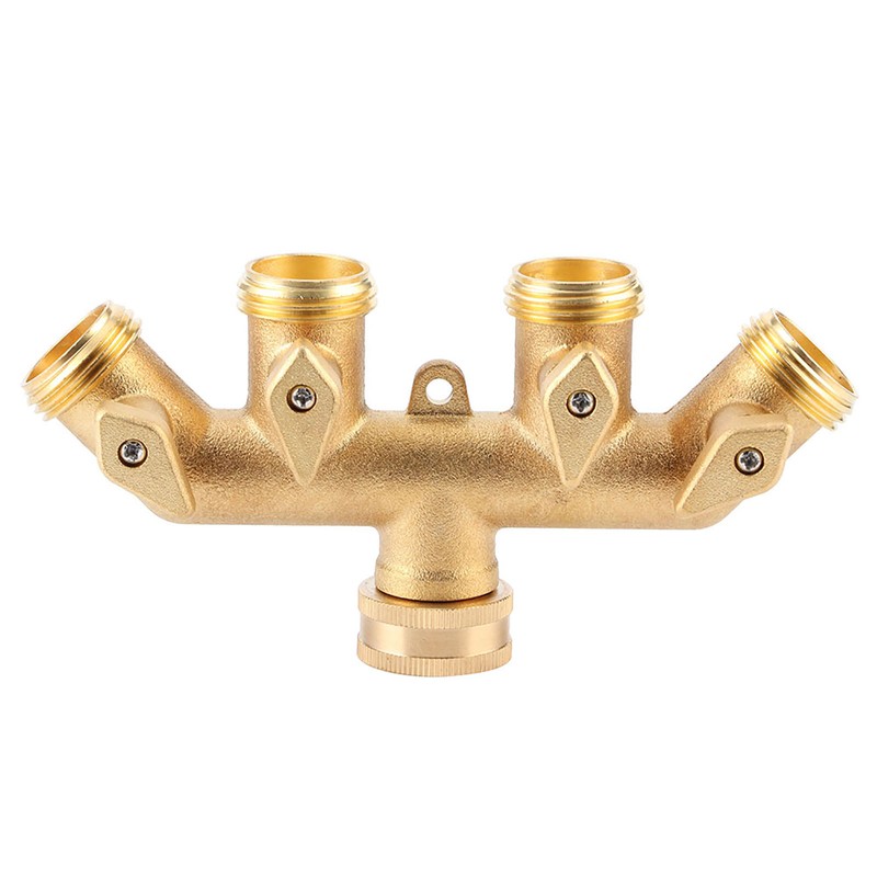 Brass Garden 4-Way Hose Splitter Hose Adapter Ball Valve Water