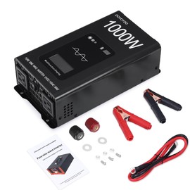 OYCYOO 1000W Pure Sine Wave Inverter, 12V DC to 120V AC, Suitable for Home, RV, Truck, Camping & Trailer, Compatible with LI/SLD/Gel/FLD/AGM Batteries