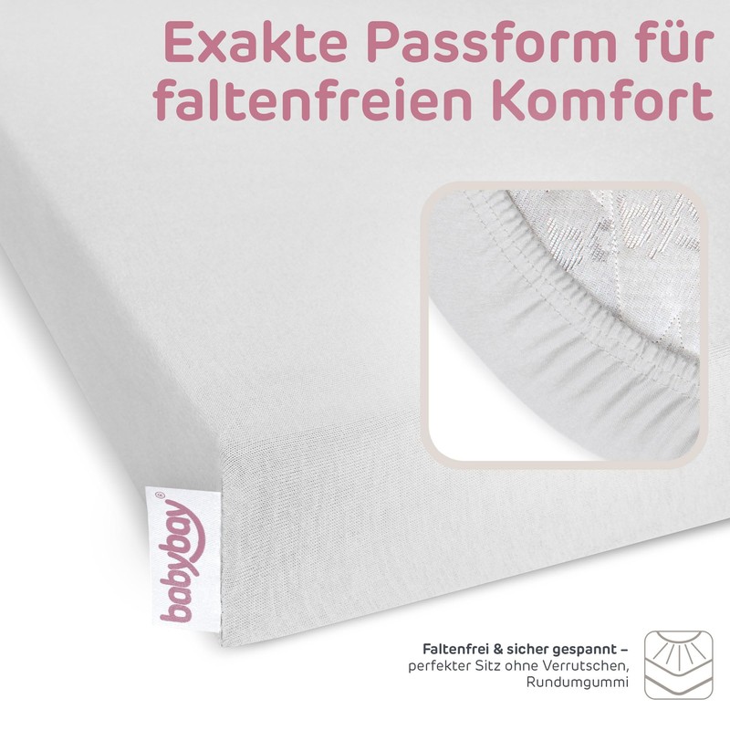 babybay Jersey Fitted Sheet Deluxe with Membrane Suitable for Maxi,