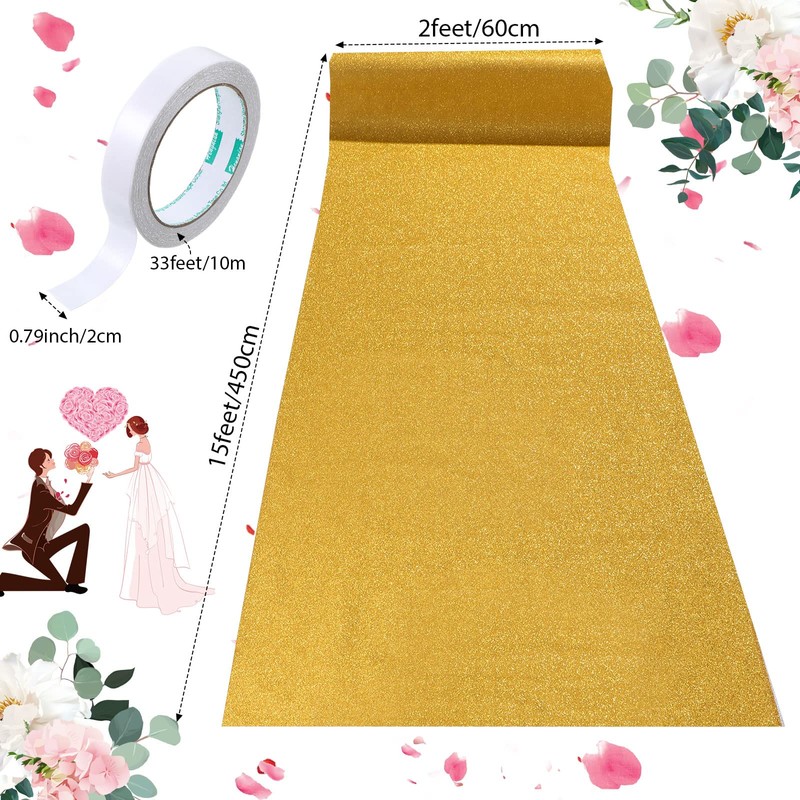 Shihanee Sequin Aisle Runner for Wedding Glitter Rug with Carpet