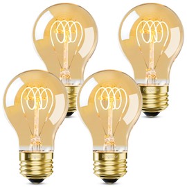 BLINGCOLOR A19 Vintage LED Edison Light Bulbs 40 Watt, 4-Pack Dimmable A19 4W LED 2500K Warm White Light Bulbs, E26 Base, 4W Equal 40 Watt Incandescent Bulbs, Decorative Antique A19 Bulb, 300LM