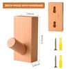 QUELLANCE Wood Wall Hooks for Hanging - 4 Pack Utility