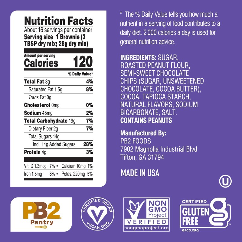 PB2 Pantry Chocolate Chip Brownie Mix - 16 oz Jar