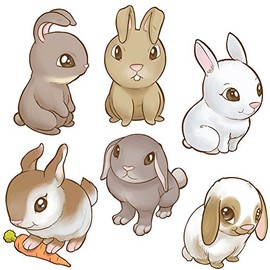 Oliver's Labels Easter Bunnies Wall Decals Peel and Stick Removable Reusable Decoration