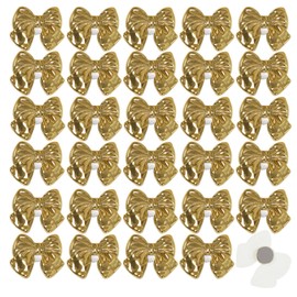 30 Pcs Bow Refrigerator Magnets, Cute Fridge Magnets, Bow Magnet for Photos, Notes, Menus,Fridge, Locker,Metal Board (Gold)