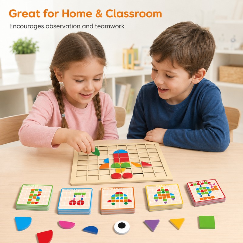 120-Piece Montessori-Inspired Matching Puzzle Set – Wooden Logic and Cognitive