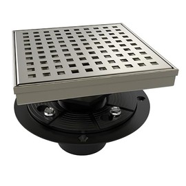 WEBANG 6 Inch Square Shower Drain Nickel Floor Drain with Flange Square Holes Pattern Cover Grate Removable SUS304 Stainless Steel Watermark&CUPC Certified Brushed Nickel