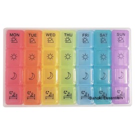 BaHoki Essentials Weekly Pill Organizer - Portable 7-Day Pill Box with 3 Times Per Day Compartments