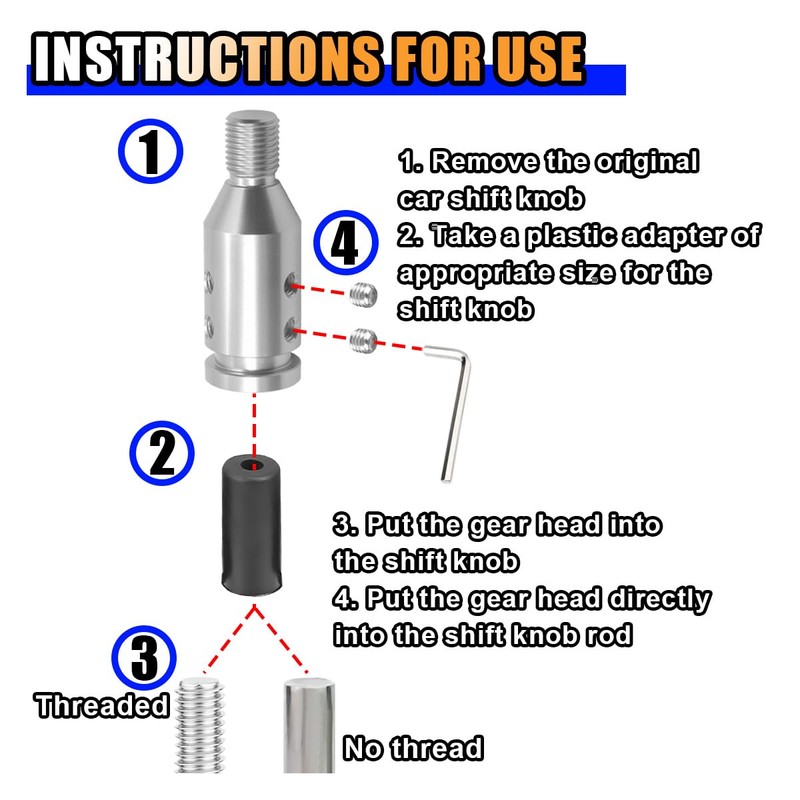 LAINLOY Universal Shift Knob Adapter, M12x1.25 Aluminum Car Gear Shift