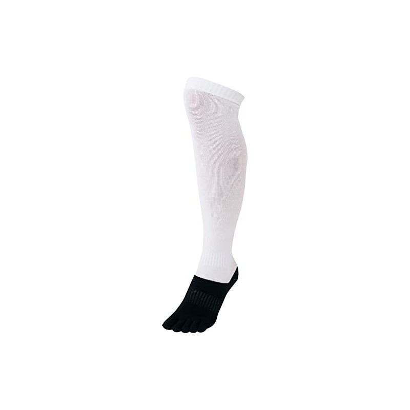 Zet Men's Baseball, Black Foot, 3P Five Toe Socks, White