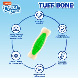 Hartz Chew 'n Clean Tuff Bone Bacon Scented Dental Dog Chew Toy - Medium