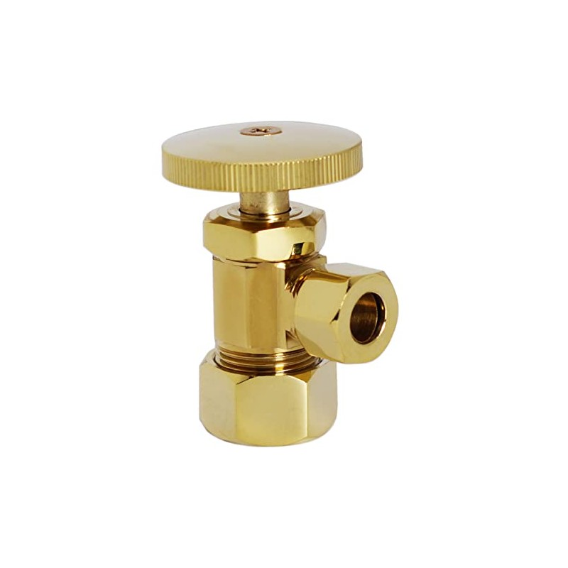 Westbrass Round Handle Angle Stop Shut Off Valve, 1/2" Copper