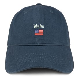 Trendy Apparel Shop Idaho USA Flag Low Profile Soft Cotton Baseball Cap - Navy