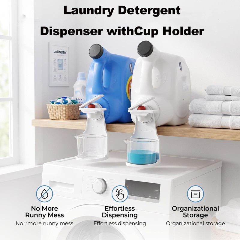 2 Pack Laundry Detergent Dispenser Cup Holder, Nozzle Button，Easily No