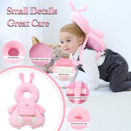 Baby Head Protector Backpack with Knee Pads | Adjustable Safety Pillow for Crawling & Walking Toddlers 6-36 Months, Breathable Infant Travel Essentials (Rabbit-B)