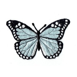 Monarch Butterfly, Embroidered, Iron on Patch (Blue)