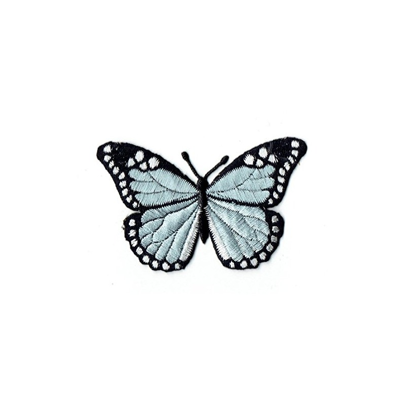 Monarch Butterfly, Embroidered, Iron on Patch (Blue)